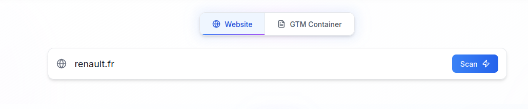 Screenshot showing the tagstack scanner search bar